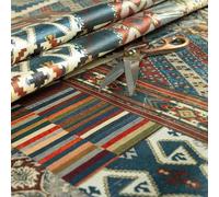 Redbrick Mill Fabrics Printed Velvet Fabric Tribal Old Aztec Theme Patchwork Pattern Upholstery Fabric Sustainable (10cm x 8cm Sample)