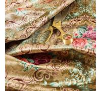 Redbrick Mill Fabrics Quality Shiny Floral Printed Pattern Gold Velvet Upholstery Furnishing Fabric (Per Metre)