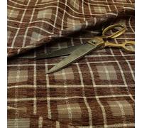Redbrick Mill Fabrics Quality Weight Brown Colour Chenille Upholstery Furnishing Fabric Tartan Checked (10cm x 8cm Sample)