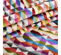 Redbrick Mill Fabrics Red Green Yellow Pink Brighted Modern Geometric Shaped Line Maze Design Pattern Soft Texture Woven Velvet Upholstery Fabrics Perfect for Furnishing & Curtain