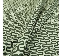 Redbrick Mill Fabrics Repeated Medallion Geometric Pattern Green Velour Faux Velvet Upholstery Fabrics (10cm x 8cm Sample)