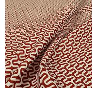 Redbrick Mill Fabrics Repeated Medallion Geometric Pattern Red Velour Faux Velvet Upholstery Fabrics (10cm x 8cm Sample)