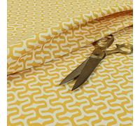 Redbrick Mill Fabrics Repeated Medallion Geometric Pattern Yellow Velour Faux Velvet Upholstery Fabric (10cm x 8cm Sample)