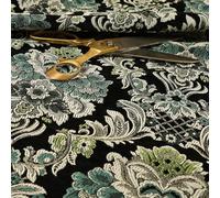 Redbrick Mill Fabrics Rich Detail Damask Exotic Blue Green Floral Pattern Upholstery Furnishing Fabric, 135cm Width (Per Metre)
