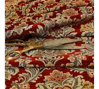 Redbrick Mill Fabrics Rich Detail Damask Exotic Red Floral Pattern Upholstery Furnishing Fabric (10cm x 8cm Sample)