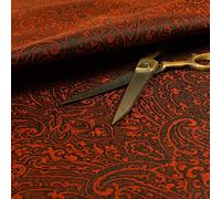 Redbrick Mill Fabrics Royal Damask Pattern Lightweight Chenille Red Colour Upholstery Curtain Fabrics (10cm x 8cm Sample)
