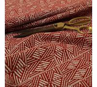 Redbrick Mill Fabrics Semi Plain Pattern Chenille Textured Red Colour Curtain Upholstery Fabric (Per Metre)