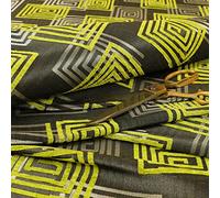 Redbrick Mill Fabrics Shiny Finish Modern Geometric Pattern Green Grey Chenille Upholstery Fabrics (10cm x 8cm Sample)