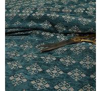 Redbrick Mill Fabrics Soft Modern Quality Diamond Pattern in Blue Teal Silver Upholstery Fabric (10cm x 8cm Sample)