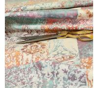 Redbrick Mill Fabrics Soft Printed Velvet Patchwork Damask Traditional Pattern Upholstery Fabric (Multicoloured, 10cm x 8cm Sample)