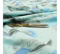 Redbrick Mill Fabrics Soft Quality Printed Velvet Leaf Pattern Curtain Furnishing Upholstery Fabric by The Metre, Blue (10cm x 8cm Sample)