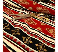 Redbrick Mill Fabrics Soft Traditional Kilim Aztec Pattern Red Black Gold Upholstery Furnishing Fabric (10cm x 8cm Sample)