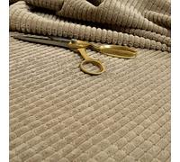 Redbrick Mill Fabrics Soft Waffle Square Effect Cord Corduroy Material Textile for Sofas Chairs Home Furnishings Upholstery Projects Flame Treated, Light Fawn Mink (1 Metre)