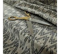 Redbrick Mill Fabrics Striped Zig Zag Chevron Pattern Chenille Fabric by The Metre in Black Brown (10cm x 8cm Sample)