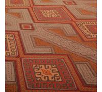 Redbrick Mill Fabrics Textured Geometric Kilim Traditional Tribal Aztec Inspired Chenille Fabric by The Metre in Orange Red Brown (10cm x 8cm Sample)