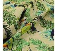 Redbrick Mill Fabrics Toucan Exotic Bird in Jungle Wildlife Pattern Velour Velvet Upholstery Fabrics (10cm x 8cm Sample)