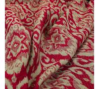 Redbrick Mill Fabrics Traditional Floral Paisley Pattern Chenille Fabric by The Metre in Red Beige (10cm x 8cm Sample)