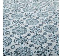 Redbrick Mill Fabrics Traditional Victorian Georgian Medallion Pattern Woven Soft Chenille Fabric by The Metre for Upholstery and Interior Designin White Blue (10cm x 8cm Sample)