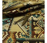 Redbrick Mill Fabrics Tribal Old Aztec Theme Patch Pattern Velour Printed Velvet Upholstery Fabrics (10cm x 8cm Sample)