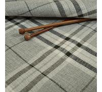 Redbrick Mill Fabrics Tweed Textured Check Tartan Pattern Furnishing Upholstery Fabric, Silver Grey for Sofas Chairs (Per Metre)
