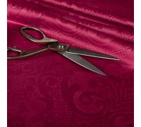 Redbrick Mill Fabrics Velvet Embossed Damask Hardwearing Upholstery Fabric for Curtains, Cushions and Chairs, Red, (10cm x 8cm Sample)