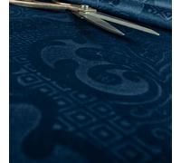 Redbrick Mill Fabrics Velvet Embossed Damask Hardwearing Upholstery Fabric for Curtains, Cushions and Chairs, Navy Blue, (10cm x 8cm Sample)