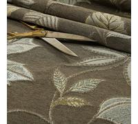 Redbrick Mill Fabricsful Large Floral Flower Garden Themed Soft Chenille Fabric by The Metre, Ideal for Upholstery and Home Furnishing Textiles, Brown (10cm x 8cm Sample)