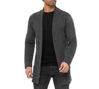 Redbridge Cardgigan für Herren Jacke Sweat-Jacke Sakko Long Cut Anthrazit L Grau