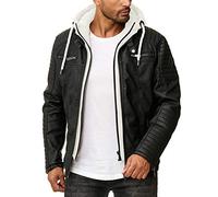 Redbridge Imitation Leather Jacket Biker Jacket Men's with Hood 2in1 - Black - X-Large