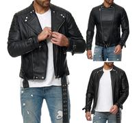 Redbridge Men Jacket Biker Faux Leather Black Vintage M6072