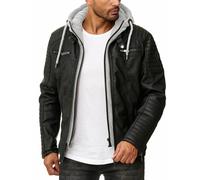 Redbridge Men Jacket Faux Leather Biker Jacket Transition Jacket Hood M6013H