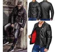 Redbridge Men Jacket Faux Leather Black Biker Jacket Transition Jacket M6034