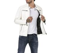Redbridge Men’s Leather Jacket, Biker Jacket, Faux Leather Jacket, Black, white, L