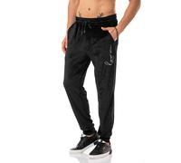 Redbridge Men Velour Signature Jogging Pants Regular Fit, Black