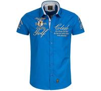Redbridge Men's Shirt Casual Regular Fit Embroidered short Sleeve Golf Royal