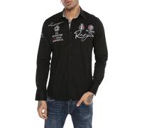 Redbridge Men's Shirt Casual Regular Fit Long Sleeve R-Style Embroidered Basic