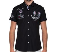 Redbridge Men's Shirt Casual Regular Fit short Sleeve R-Style Embroidered Basic