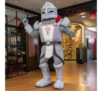 REDBROKOLY Gray Medieval Knight mascot costume character dressed with a Joggers and Messenger bags