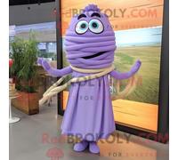 REDBROKOLY Lavender Pad Thai mascot costume character dressed with a A-Line Dress and Shoe laces