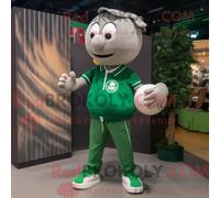 REDBROKOLY Mascot Forest Green Handball Ball mascot costume character dressed with a Henley Tee and Suspenders