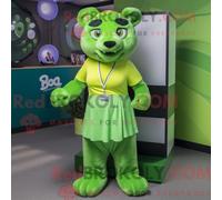 REDBROKOLY Mascot Lime Green Puma mascot costume character dressed with a Midi Dress and Bracelets