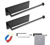 RedCall 2 Pack Magnetic Paper Towel Holder for Fridge,Black Kitchen Towel Holder for Refrigerator/BBQ Grills/Griddles Toolbox/RV,Powerful Magnetic Towel Bar,Kitchen Bathroom Organizers and Storage