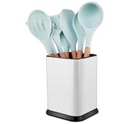 RedCall Stainless Steel Kitchen Utensil Holder for Countertop, Spoon Spatula Organizer,Modern Rectangular Large Cooking Utensil Caddy Counter,Utensil Crock (Stainless Steel White)