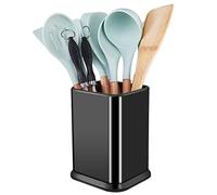 RedCall Stainless Steel Kitchen Utensil Holder for Countertop, Spoon Spatula Organizer,Modern Rectangular Large Cooking Utensil Caddy Counter,Utensil Crock (Stainless Steel Black)