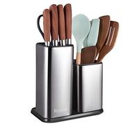 RedCall Universal Knife Block Without Knives,Stainless Steel Kitchen Knife Holder for Countertop,Modern Knife Utensil Holder for Counter,Edge-Protect Knife Storage Organizer (Stainless Steel (Silver))