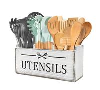 RedCall Wooden Kitchen Utensil Holder for Counter-top,Large Utensil Organizer for Storage Cooking Tool and Silverware,Extra Large Rustic Wood Container