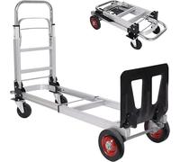 REDCAMP 2-in-1 Aluminum Hand Truck Trolley Heavy Duty,330lbs Folding Cart | Convertible Sack Barrow,Hand Utility Dolly Cart with 4 Wheels, 330lbs Weight Capacity Multi-Position Handtruck Flatform Cart