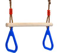 REDCAMP 2-in-1 Trapeze Swing Bar Rings,Kids Trapeze Bar for Swing Set,Blue | Adjustable Rope, Durable Plastic Handles,Locking Straps,for Active Indoor Outdoor Playground Accessories,Climbing Frame