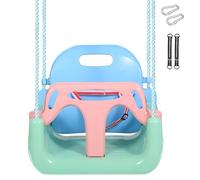 REDCAMP 3-in-1 Ajustable Toddler Swing Seat,High Back & Safety,Light Blue | Durable PP Plastic,Baby Kids Swing Chair with Safety Strap,Adjustable Ropes for Garden Indoor Outdoor Playground Tree