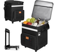 REDCAMP 35L Insulated Cooler Bag on Wheels, Collapsible Rolling Cool Box on Trolley Cart, Leakproof 50-Can Portable Cool Bag with Adjustable Handle for Camping Picnic Beach BBQ